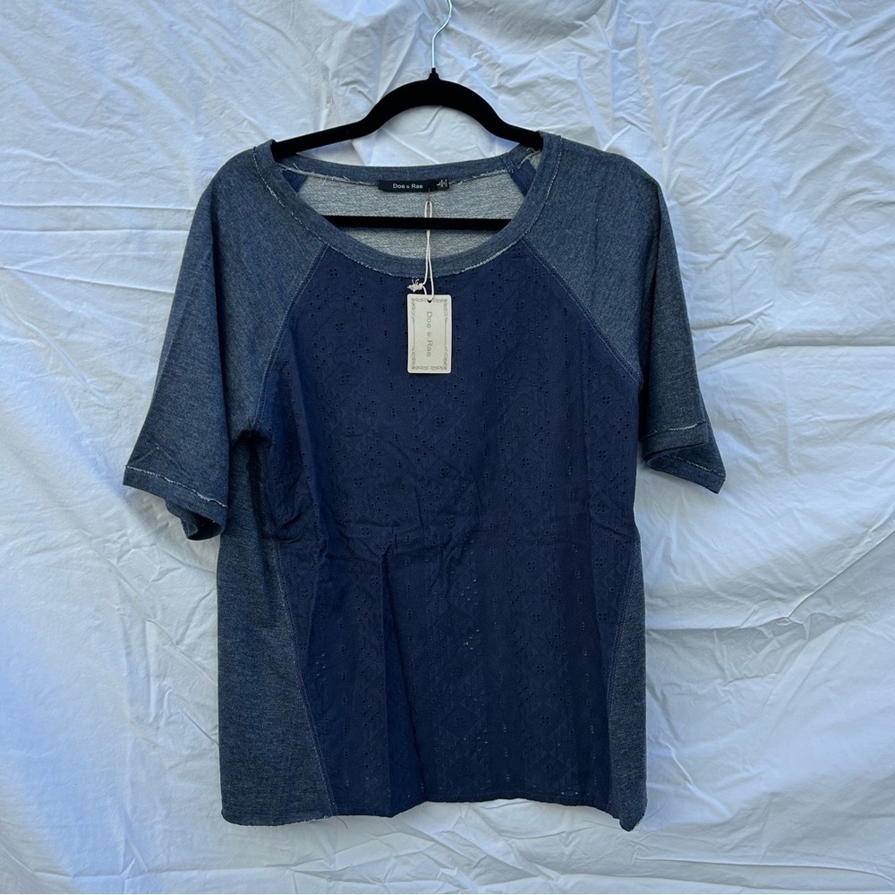 NWT Anthropologie Doe & Rae Denim Style Knit Tee Shirt Size Large 0036